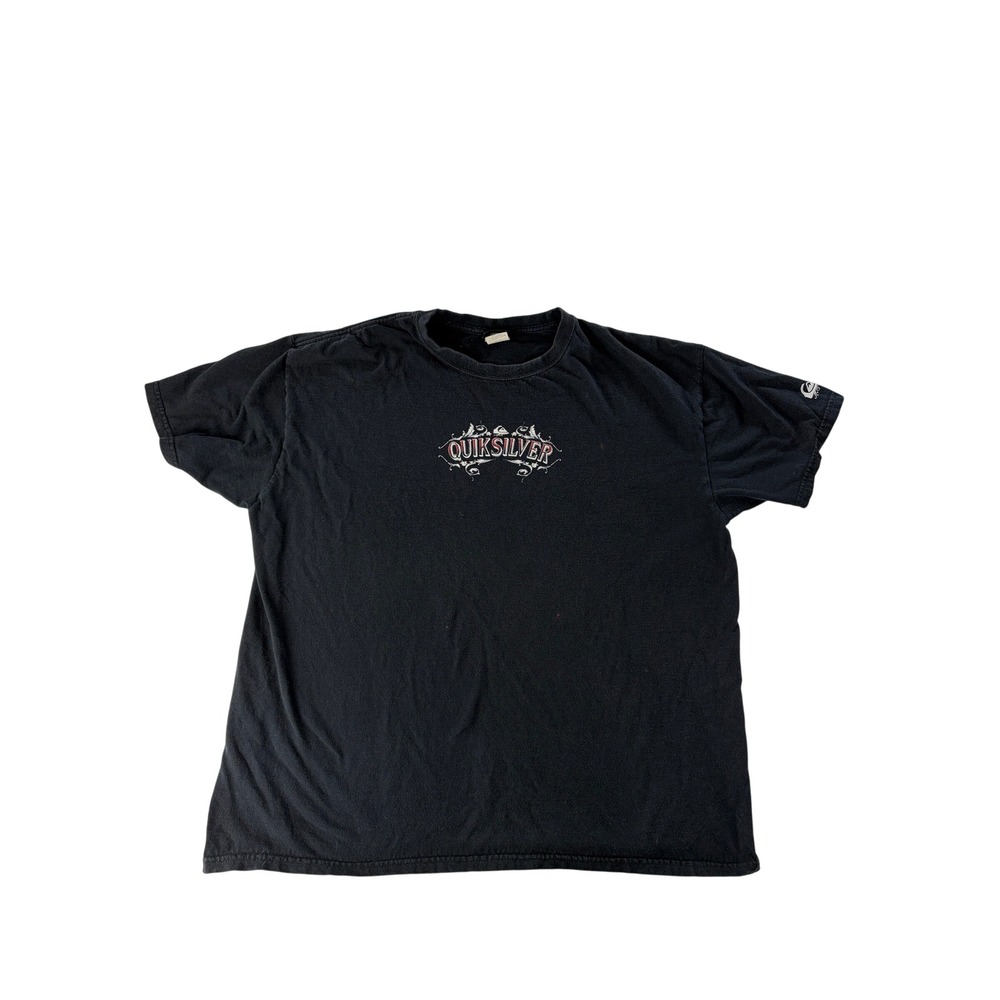 Vintage 90s Quiksilver T-Shirt Mens XL Black Short Sleeve Surf Beach